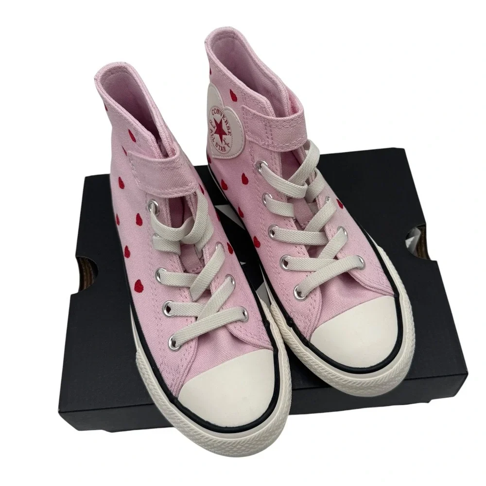 Converse Kids Chuck Taylor All Star Hearts & Roses Pink High Top Shoes 13 NIB